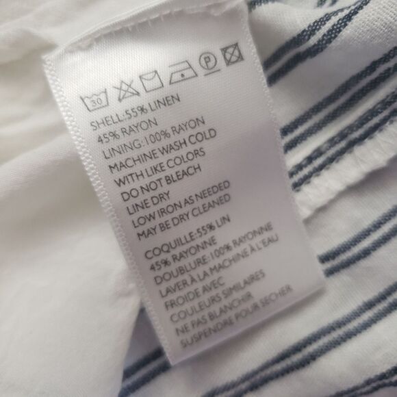 BDG Linen-Blend Strapless Striped Button Front Midi Dress - Picture 12 of 12